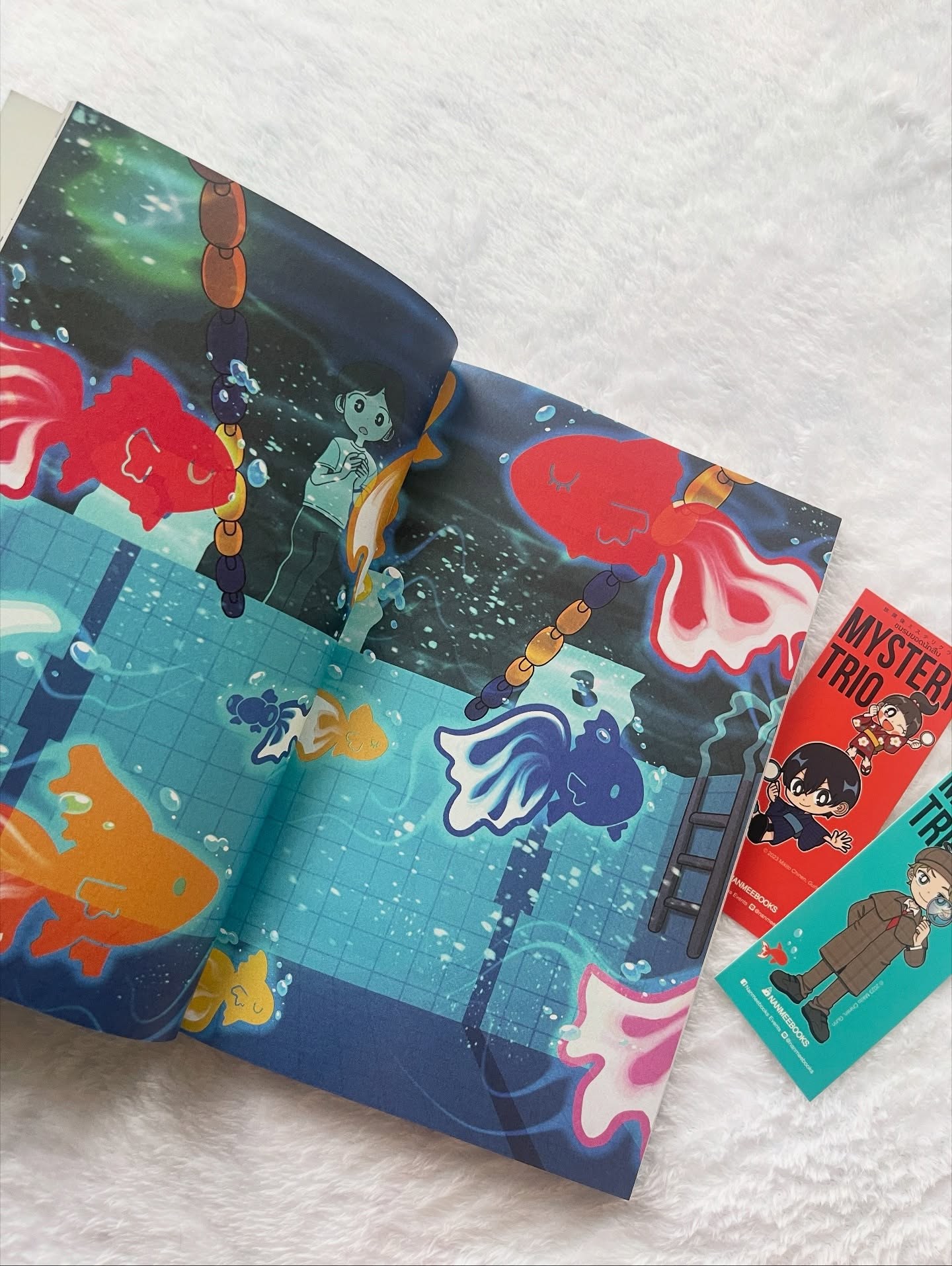 Mystery Trio ชมรมยอดนักสืบ เล่ม 1 ตอน คดีรูปปั้นพระจิโซและปลาทองในสระว่ายน้ำ รูปที่ 13